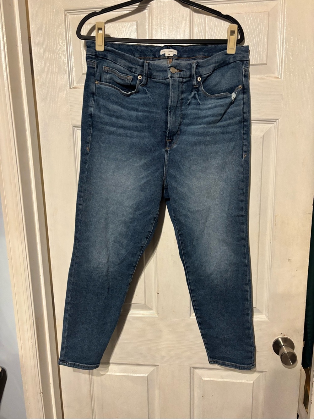 Good American Mid- Rise Cropped Ankle Jeans - Blue